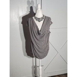 WORTHINGTON STRIPED BLOUSE COLOR BLACK SLEEVELESS POLY/SPANDEX SIZE 1X